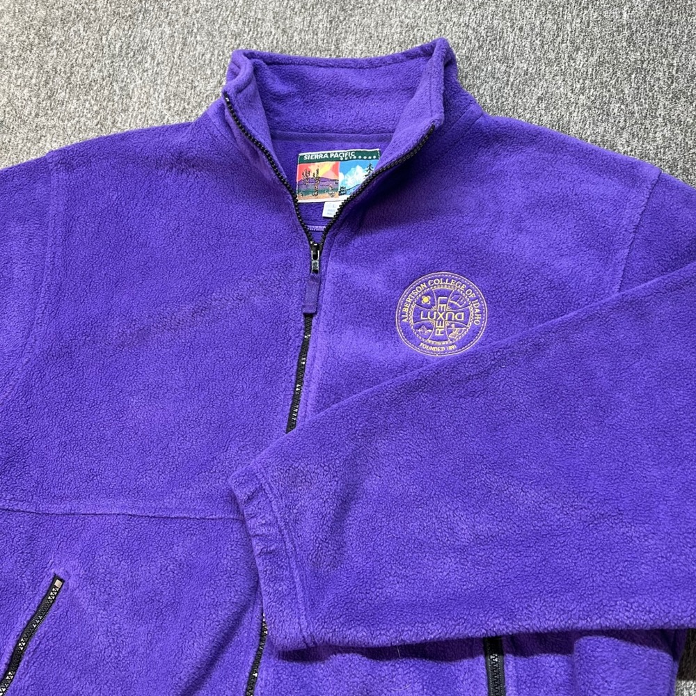 Sierra Pacific Outdoors Mens Purple Fleece Jacket Albertson College Idaho Large